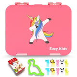 Eazy Kids Unicorn Bento Lunch Box With Sandwich Cutter- Pink