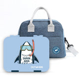 Eazy Kids Super Shark Bento Boxes With Insulated Lunch Bag - Blue