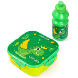 Eazy Kids Dino Lunch Box And Water Bottle With Bag - Green