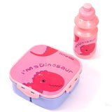 Eazy Kids Dino Lunch Box And Water Bottle With Bag - Pink