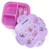 Eazy Kids Square Bento Lunch Box - Butterfly Purple