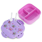 Eazy Kids Square Bento Lunch Box - Butterfly Purple