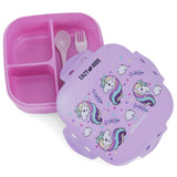 Eazy Kids Square Bento Lunch Box - Unicorn Purple