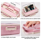 Eazy Kids Wheat Straw Leakproof Eco-Friendly Bento Lunch Box 1500ml - Pink