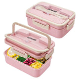 Eazy Kids Wheat Straw Leakproof Eco-Friendly Bento Lunch Box 1500ml - Pink