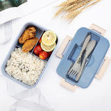 Eazy Kids Wheat Straw Leakproof Eco Bento Lunch Box 1000ml - Blue
