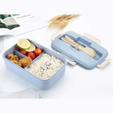 Eazy Kids Wheat Straw Leakproof Eco Bento Lunch Box 1000ml - Blue