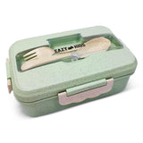 Eazy Kids Wheat Straw Leakproof Eco Bento Lunch Box 1000ml - Green