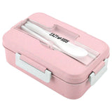Eazy Kids Wheat Straw Leakproof Eco Bento Lunch Box 1000ml - Pink