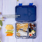 Eazy Kids Space Expedition 4/6 Convertible Bento Lunch Box With Sandwich Cutter Set - Blue