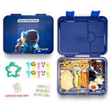 Eazy Kids Space Expedition 4/6 Convertible Bento Lunch Box With Sandwich Cutter Set - Blue