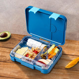 Eazy Kids T-Rex 6/4 Convertible Bento Lunch Box With Sandwich Cutter Set - Blue