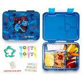 Eazy Kids T-Rex 6/4 Convertible Bento Lunch Box With Sandwich Cutter Set - Blue