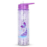 Eazy Kids Mermaid Tritan Double Wall Glitter Water Bottle With Carry handle 550ml - Purple