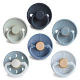 Frigg Round Latex Baby Pacifier 0M-6M Pack of 6 Endless Sea - Size 1