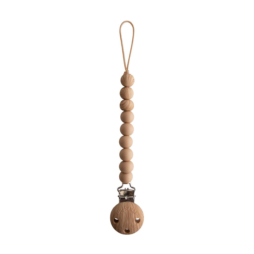 Mushie Pacifier Clips Eva Pale Taupe - Laadlee