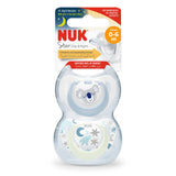 Nuk Star Silicone Soother Day & Night 0m-6m - Pack of 2