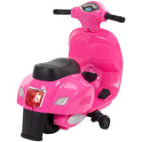 Vespa Kids Power Riding Motorbike with Side Support Wheels 12V - Pink