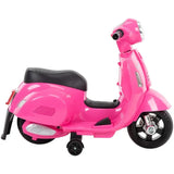 Vespa Kids Power Riding Motorbike with Side Support Wheels 12V - Pink