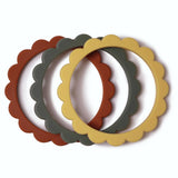 Mushie Flower Bracelet Teether 3-Pack Clay/Dried Thyme/Sunshine - Laadlee