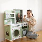 Little Angel Kids Wooden Kitchen Pretend Play Set – Green