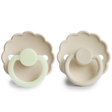 Frigg Daisy Latex Baby Pacifier 6M-18M, 2Pack, Cream Night/Cream - Size 2 - Laadlee