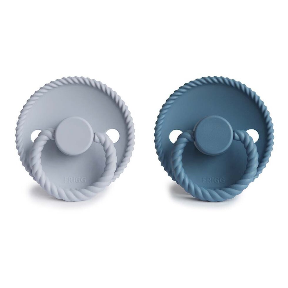 Frigg Rope Latex Baby Pacifier 6M-18M, 2Pack, Ocean View/Powder Blue - Size 2 - Laadlee