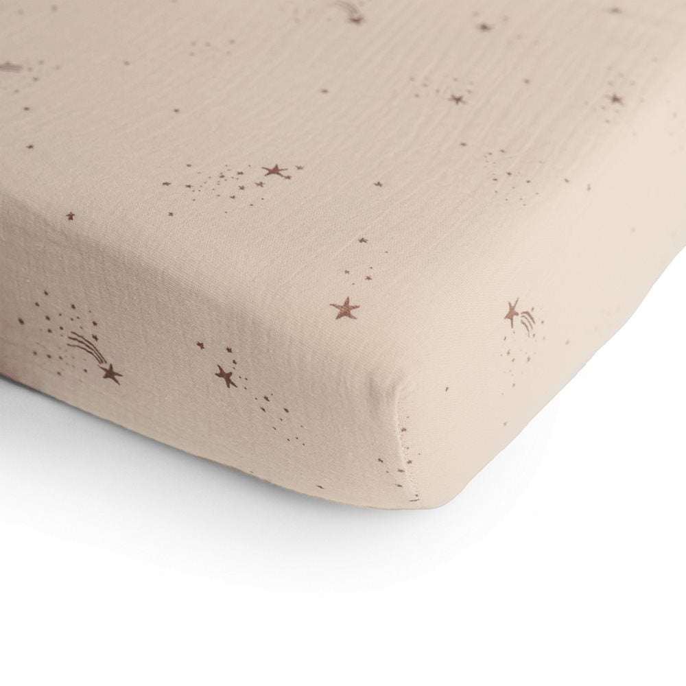 Mushie Crib Sheet Medium Falling Stars - Laadlee