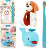 Flipper Oral Hygiene Set Toothbrush Cover & Toothpaste Squirter And Soft Bristle - Beagle & Whale
