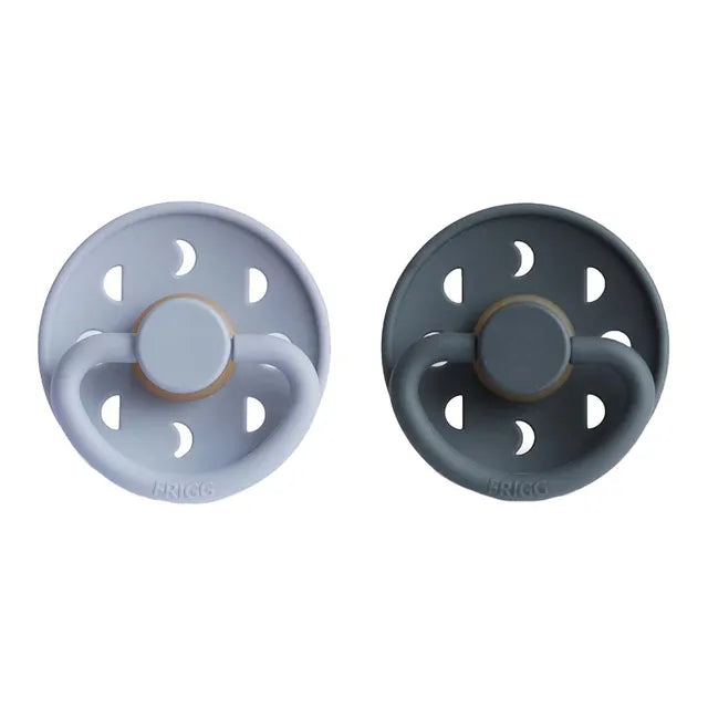 Frigg Moon Phase Latex Baby Pacifier 6M-18M, 2Pack, Powder Blue/Slate - Size 2 - Laadlee