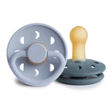 Frigg Moon Phase Latex Baby Pacifier 6M-18M, 2Pack, Powder Blue/Slate - Size 2 - Laadlee