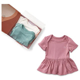 Anvi Baby Onesie Dress- Gift Set Girls - Peach/Sage/White