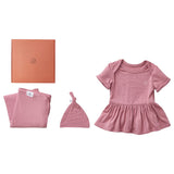 Anvi Baby Bamboo Onesie Dress New Born Gift Set- Girls - Lilac