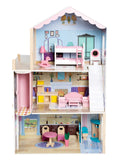 Little Angel Kids Wooden 3-Story Dollhouse for Pretend Play