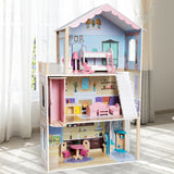 Little Angel Kids Wooden 3-Story Dollhouse for Pretend Play