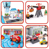 Hape Railway Super Cityscape Transport Bucket Train Set - 80Pc