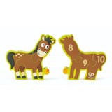 Hape Double Sided Numbers And Farm Animal Puzzle - 10Pcs