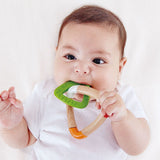 Hape Silicone Double Triangle Baby Teether With Wooden Handle