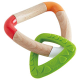 Hape Silicone Double Triangle Baby Teether With Wooden Handle