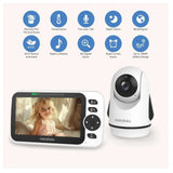 HelloBaby 5 inch LCD Video Baby Monitor with Remote Pan, Tilt & Zoom and Night Vision - Black