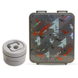 Hydrobrew Bento Lunch Box With Steel Food Jar - Dinosaurs Grey