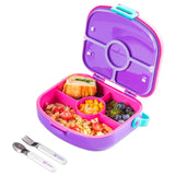 Hydrobrew 4 Compartment Bento Lunch Box With Spoon And Fork Set - Fuchsia