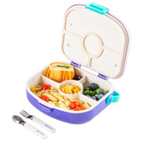 Hydrobrew 4 Compartment Bento Lunch Box With Spoon And Fork Set - Lilac