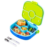 Hydrobrew 4 Compartment Bento Lunch Box With Steel Water Tumbler Bottle & Spoon & Fork Set - Cobalt