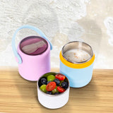 Hydrobrew Double Decker Stainless Steel Lunch Box With Folding Spork - Mauve And Blue