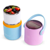 Hydrobrew Double Decker Stainless Steel Lunch Box With Folding Spork - Mauve And Blue