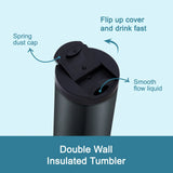 Hydrobrew Double Wall Insulated Tumbler Water Bottle 400ml - Black