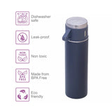 Hydrobrew Double Wall Insulated Tumbler Vacuum Flask 500ml With 2x 150ml Cup - Grey