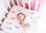 Anvi Baby Organic Bamboo Muslin Fitted Sheet - Plush Feathers