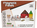 Magnetic Fields Pasture 3D Diamond Magnetic Tiles Set - 18 Pcs